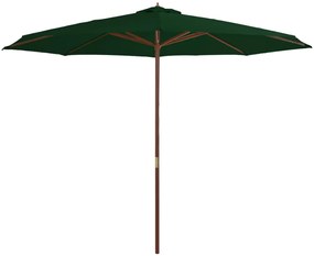 Sonata Градински чадър с дървен прът, 350 см, зелен