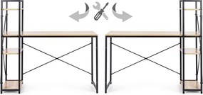 Компютърно бюро ModernHome, дървено, с рафтове за съхранение, подсилена метална конструкция, 120*60 см