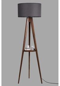 Черна и кафява подова лампа с текстилен абажур (височина 176 cm) Sehbalı Tripod – Opviq lights