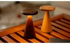 LED настолна лампа в тъмно естествен цвят с дървен абажур (височина 21 cm) Sylva – Gingko