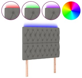 3122751 vidaXL LED горна табла за легло, тъмносива, 100x7x118/128 см, плат