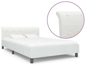 284872 vidaXL Рамка за легло, бяла, изкуствена кожа, 120x200 cм