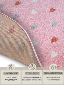 Розов детски килим ø 140 cm Little Hearts - Hanse Home