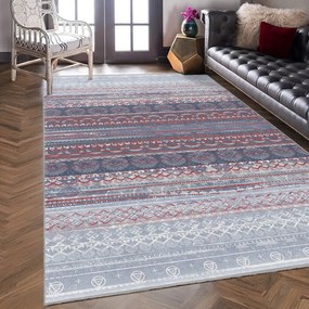 Лилаво-сив килим подходящ за пране 80x150 cm Vintage Stripe – Mila Home