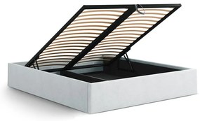 Светлосиво двойно легло 140x200 cm тапицирано с място за съхранение/без табла с включена подматрачна рамка Susan – Micadoni