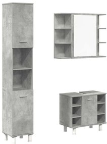 3324855 vidaXL Комплект мебели за баня от 3 части бетонно сив инженерно дърво