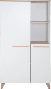 Бял детски гардероб в дъбов декор 52x180x180 cm Léon – Roba