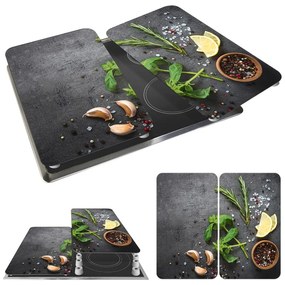 Комплект от 2 капака за печка от сиво стъкло Universal Herbs - Wenko