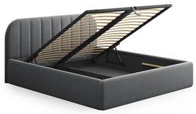 Сиво двойно легло 140x200 cm тапицирано с място за съхранение с включена подматрачна рамка Juno – Windsor &amp; Co Sofas