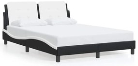 3208182 vidaXL Рамка за легло без матрак Zadar, черна, бяла, 140x190 см изкуствена кожа