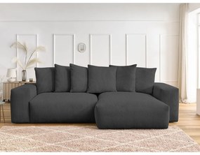 Тъмносив сгъваем/с място за съхранение ъглов диван от рипсено кадифе Voltaire – Bobochic Paris