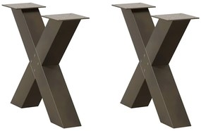 4012963 vidaXL Крака за масичка за кафе, X-образни, 2 бр., естествена стомана, 60 x (42-43) см, стомана