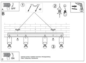 Черно таванно осветително тяло 4L Etna - Sollux