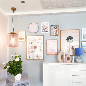 Висяща лампа в стил арт деко месинг с розово стъкло - Bliss