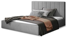 Сиво двойно легло 180x200 cm тапицирано с място за съхранение с включена подматрачна рамка Audrey – ELTAP