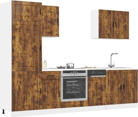 3314786 vidaXL Комплект кухненски шкафове, 7 части, "Porto", опушен дъб, инженерна дървесина