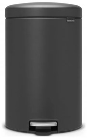 Кош за боклук с педал Brabantia NewIcon 649747, 20 л, Плавно затваряне, Противоплъзгаща основа, Минерално покритие, Тъмносив