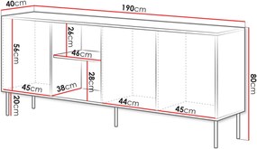 Буфет Inserto 190 3D1W-Черно