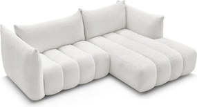 Бял ъглов диван от прежда с примки от букле (десен ъгъл) Azra – Bobochic Paris