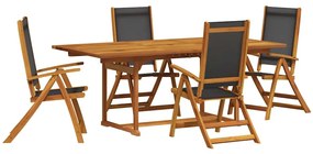 3279260 vidaXL Градински трапезен комплект, 5 части, акация масив и textilene