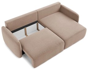 Светлокафяв разтегателен ъглов диван с място за съхранение (десен ъгъл) Kalena – Makamii