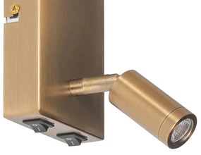 Модерна стенна лампа бяла и бронзова с лампа за четене - Renier