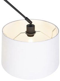 Висяща лампа черна с абажур от лен бял 35 см - Blitz