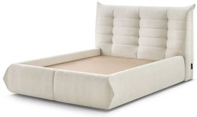 Бежово тапицирано двойно легло с място за съхранение с решетка 160x200 cm Clothilde - Bobochic Paris