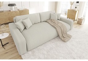Кремав разтегателен диван с място за съхранение от рипсено кадифе 234 cm Sara – Ropez