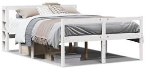 3305854 vidaXL Легло за възрастни с табла, бял, 120x190 см, борово дърво масив