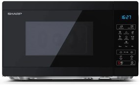 Микровълнова печка Sharp YC-MS02E-B, Fully Digital, Cavity Material -steel, 20l, 800 W, LED Display Blue, Timer & Clock function, Child lock, Silver/Black door, Defrost, Cabinet Colour: Black