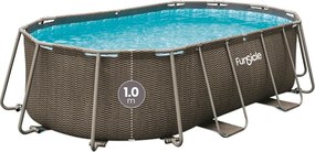 Сглобяем басейн с метална рамка FunSicle Oasis Pool Rattan FiltraBoost™ 4.24 x 2.50 x 1.00 м