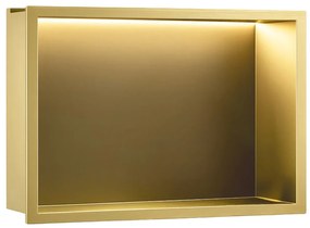 Вграден рафт за баня LED 30x45 brush gold