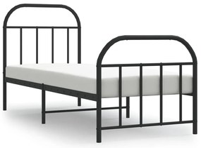 353643 vidaXL Метална рамка за легло с горна и долна табла, черна, 75x190 см