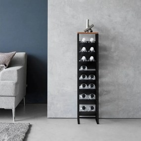 Черен метален стелаж за вино брой бутилки 16 20x88,5x19 cm Tower – YAMAZAKI