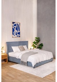 Синьо тапицирано двойно легло с място за съхранение и включена подматрачна рамка 180x200 cm Myra Bold – Bonami Selection