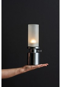 LED затъмняваща се настолна лампа в сребристо с метален и стъклен абажур (височина 29,5 cm) Camp – Leitmotiv