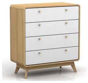 Бял/естествен висок скрин от декор от дъб 80x88 cm Caitlin – Støraa