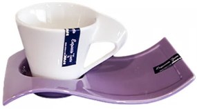 Порцеланова чаша с чинийка Бяло/Лилаво DY0635 - 300мл
