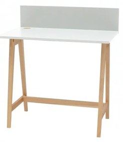 Бяло бюро с основа от ясенова дървесина, дължина 85 cm Luka - Ragaba