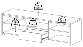 Маса за телевизор от дъбов декор в бял и естествен цвят 179x52x48 cm Next – Tvilum
