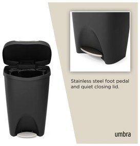 Черно пластмасово кошче за боклук с педал 50 l Brim – Umbra