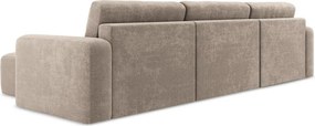 Бежов шенилов сгъваем/с място за съхранение ъглов диван (U форма) Kona – Makamii