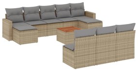3224330 vidaXL Градински диван с възглавници, 11 части, бежов полиратан