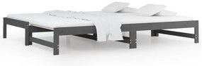 820429 vidaXL Разтегателно дневно легло, без матрак, сиво, 2x(90x200) см