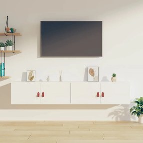 818378 vidaXL Стенни шкафове, 2 бр, бели, 80x30x30 см, бор масив