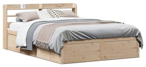 3307098 vidaXL Рамка за легло с табла, 135x190 см, борово дърво масив