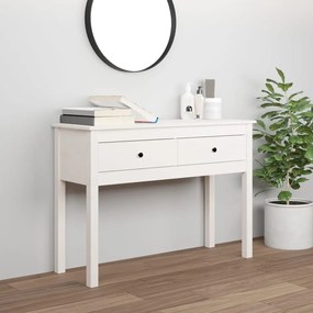 814615 vidaXL Конзолна маса бяла 100 x 35 x 75 см борово дърво масив