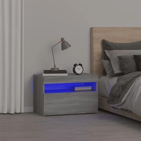 3152828 vidaXL Нощно шкафче с LED осветление, сив сонома, 60x35x40 см