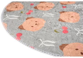 Сиво-кафяв детски килим подходящ за пране ø100 cm Cute Teddies – Vitaus